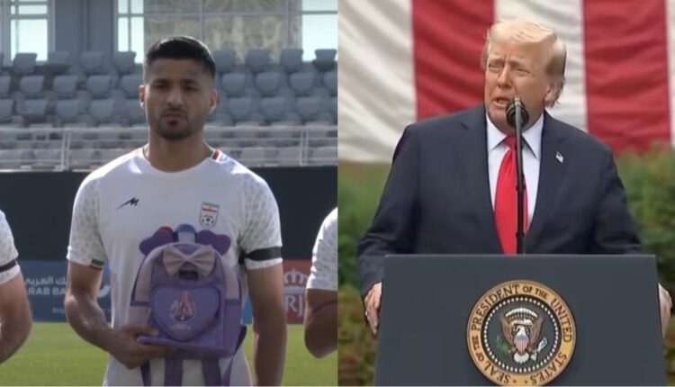 Iran football player (left), Donald Trump (right)